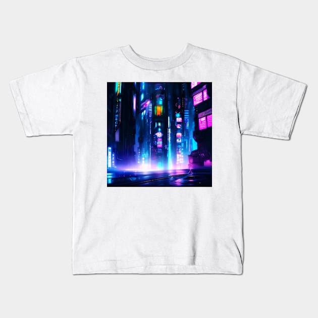 Neon Lights Kids T-Shirt by KylePrescott